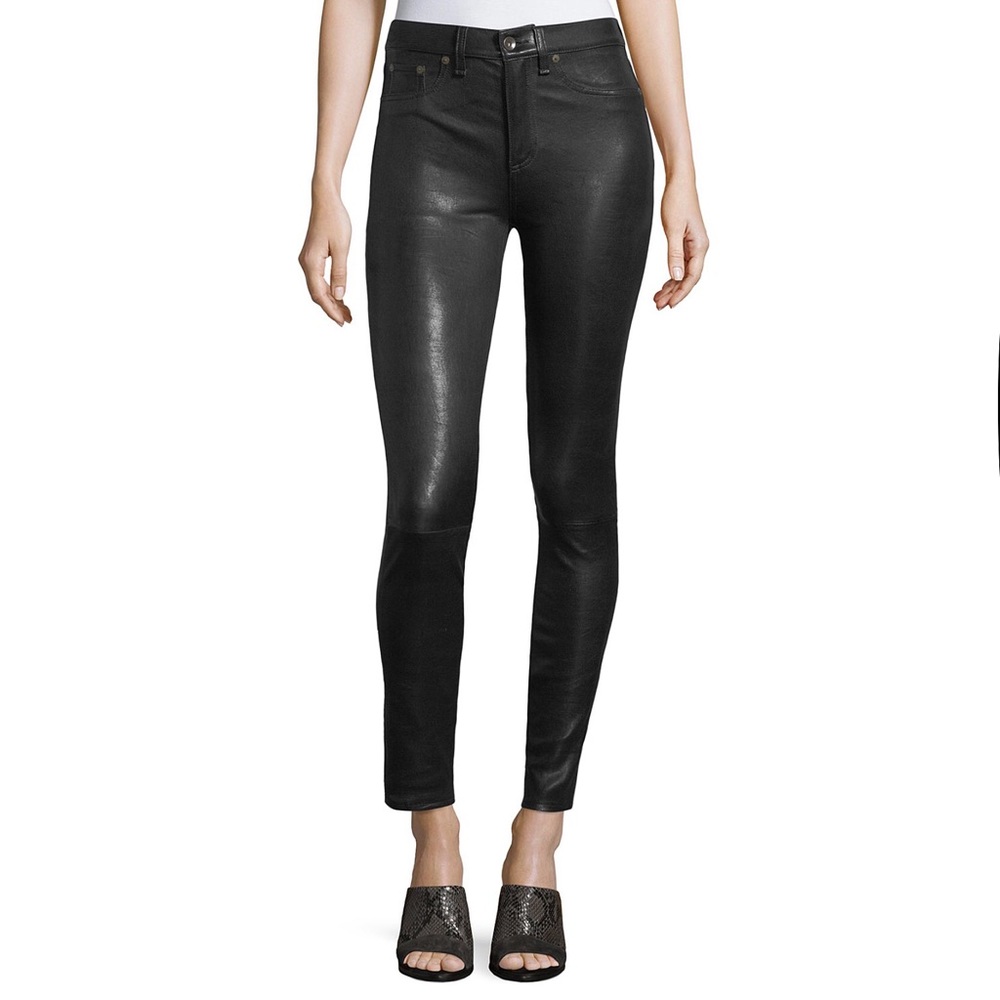 Rag & Bone High Rise Lamb Leather Skinny Pants